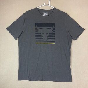 Under Armour Project Rock Brahma Bull Graphic T Shirt Gray Mens Large